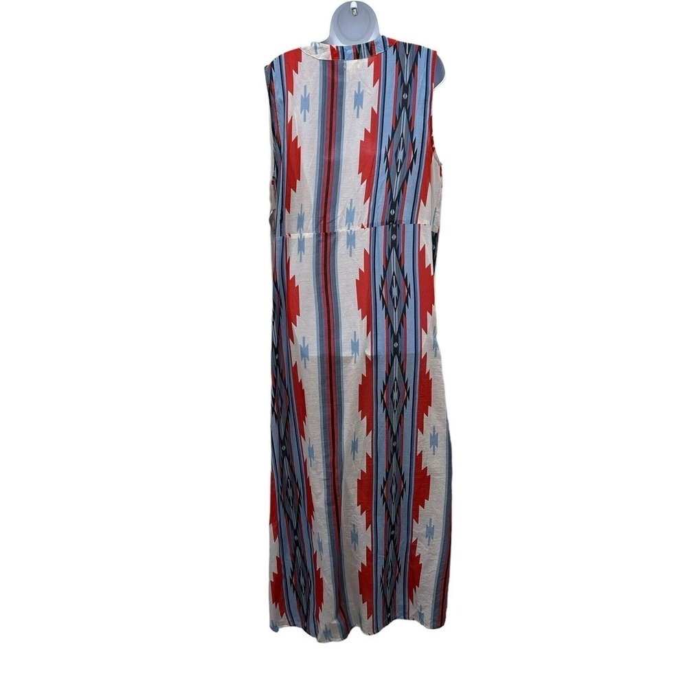 Crazy Train Size M Kimono Duster Aztec Tribal Southwest Print Sleeveless Long - Picture 3 of 14